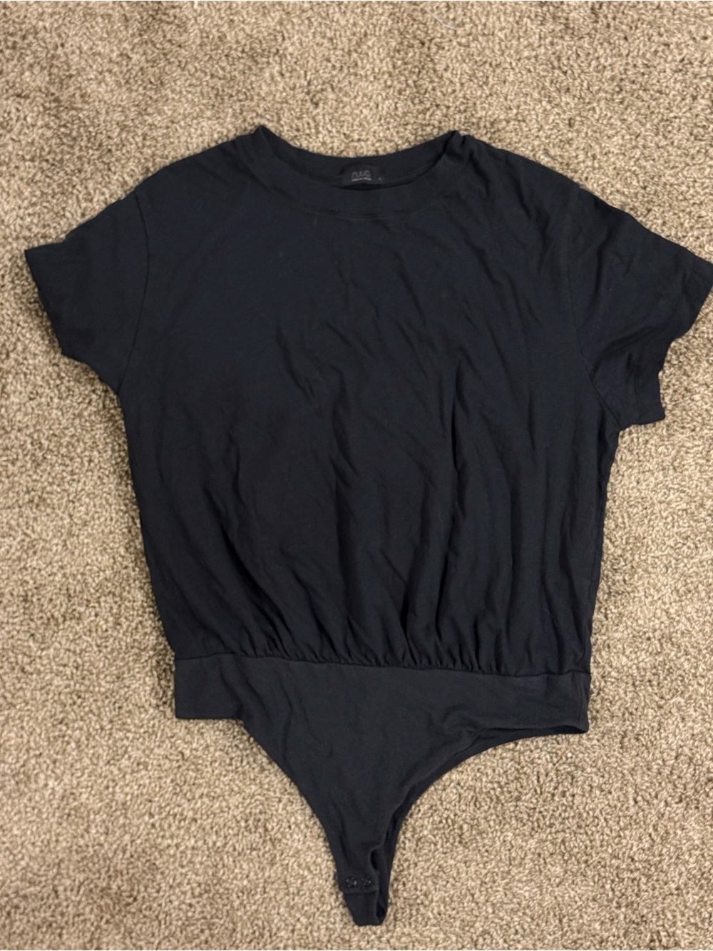 nuuds Black Short Sleeve Crewneck Bodysuit